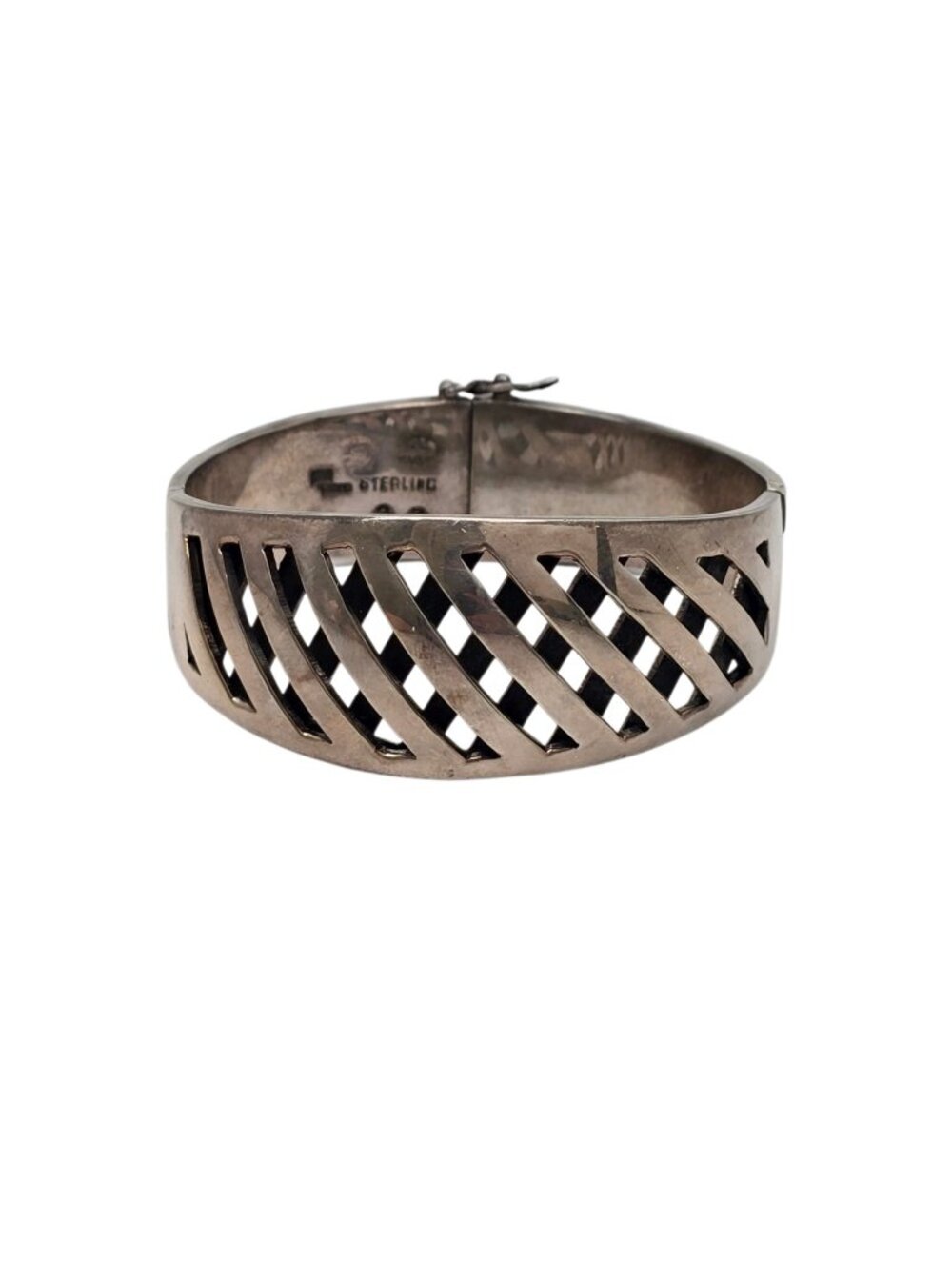Sigi Pineda Taxco Mexico Sterling Silver Basket Weave Panel Bracelet #25171